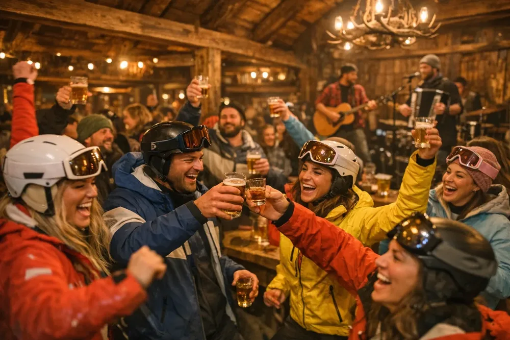 Après-skibar met dj en dansen