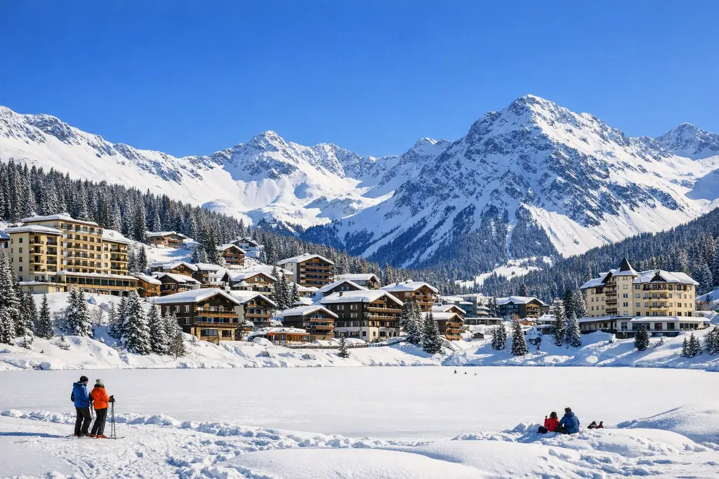 Wintersport in Arosa in Zwitserland