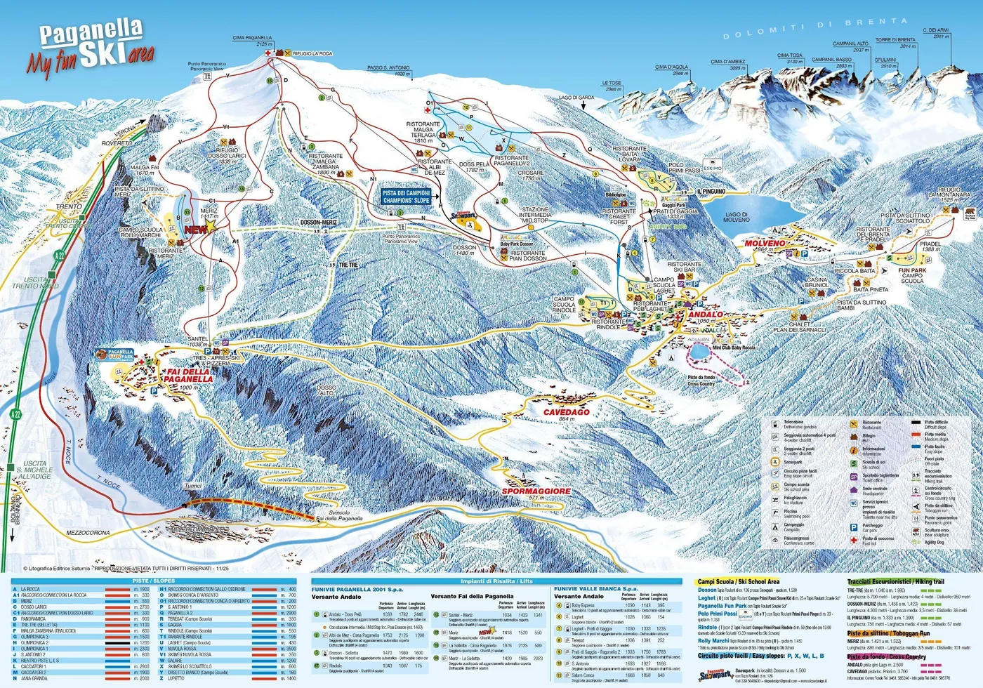 Pistekaart van Andalo, pistes, liften en afdalingen