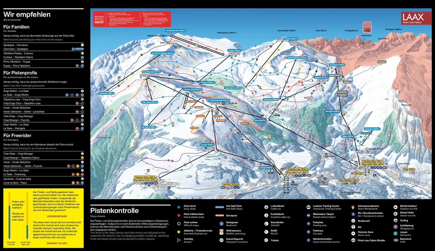 Pistekaart van Flims Laax Falera