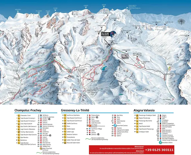 Pistekaart Gressoney-La-Trinité