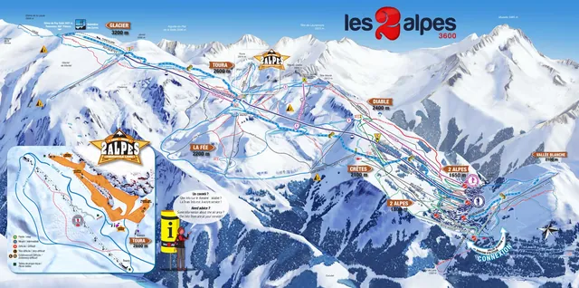 Pistekaart Les Deux Alpes