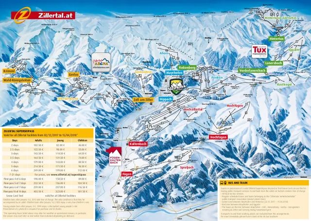 Pistekaart Zillertal Arena