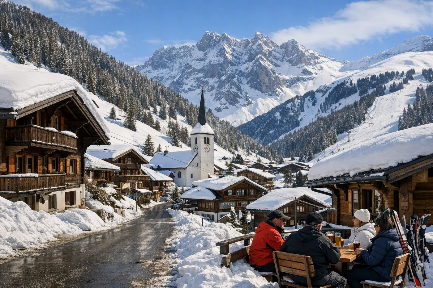 Wintersport in Adelboden in Zwitserland