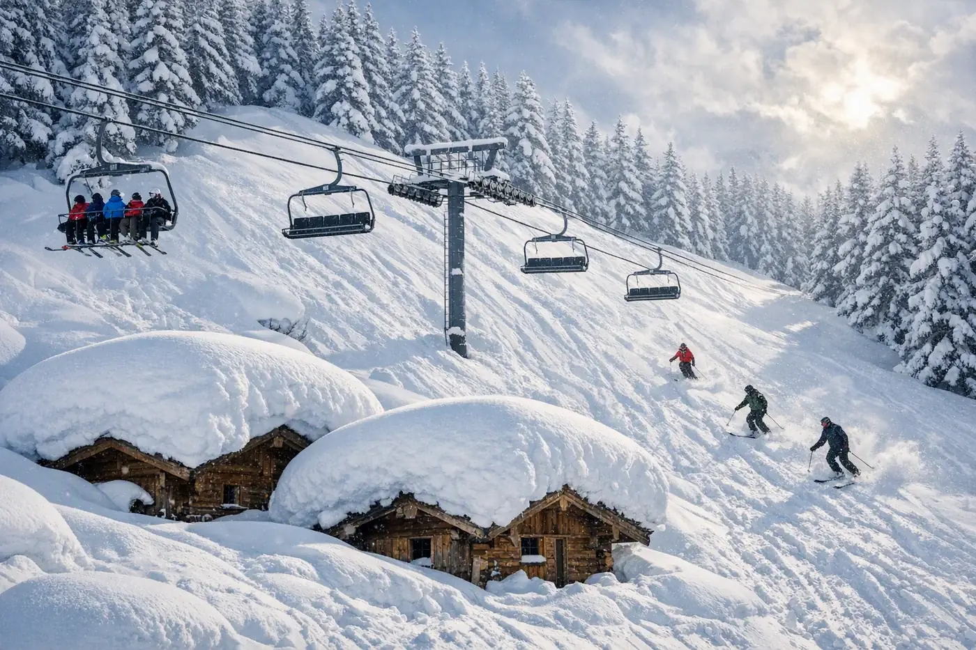 Wintersport in Hochfügen in Oostenrijk