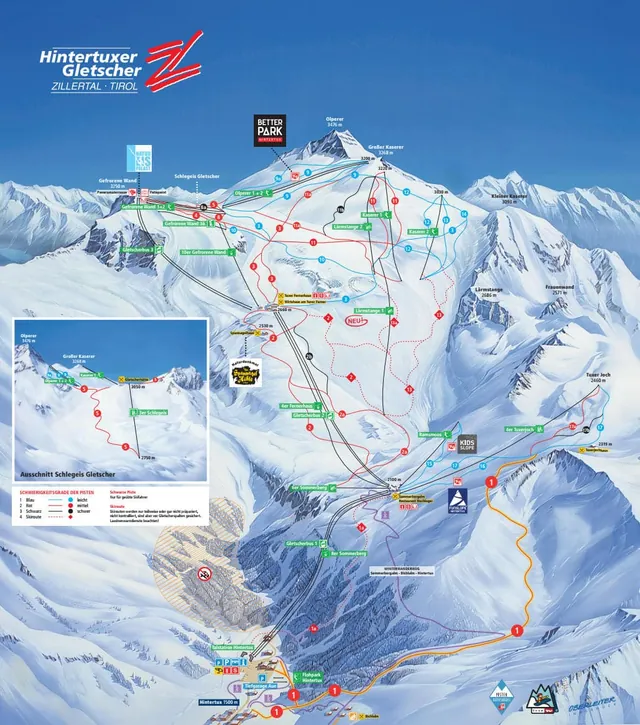 Pistekaart Hintertux