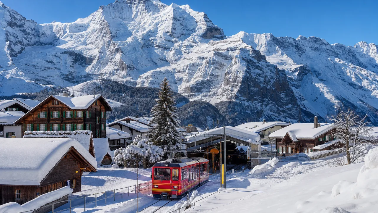 Wintersport in Wengen in Zwitserland