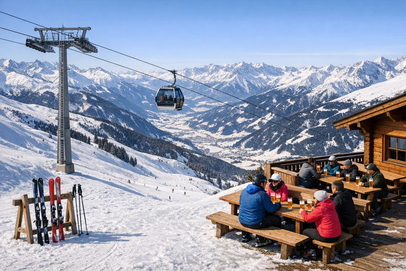 Wintersport in Zillertal Arena in Oostenrijk